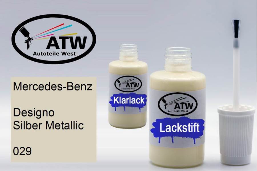 Mercedes-Benz, Designo Silber Metallic, 029: 20ml Lackstift + 20ml Klarlack - Set, von ATW Autoteile West.